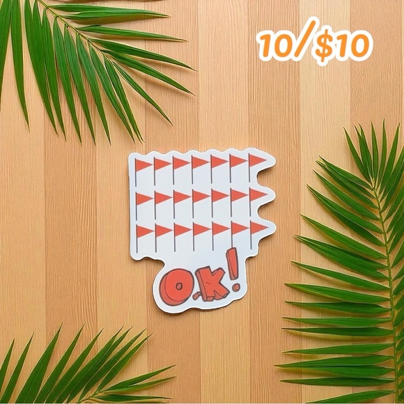 Red Flags “OK!” Sticker – Approx. 2 1/2” - Picture 1 of 1